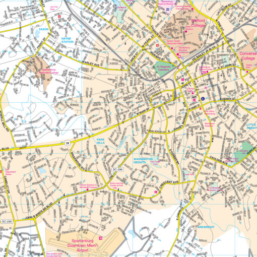 Spartanburg, SC Wall Map by Kappa - Image 2