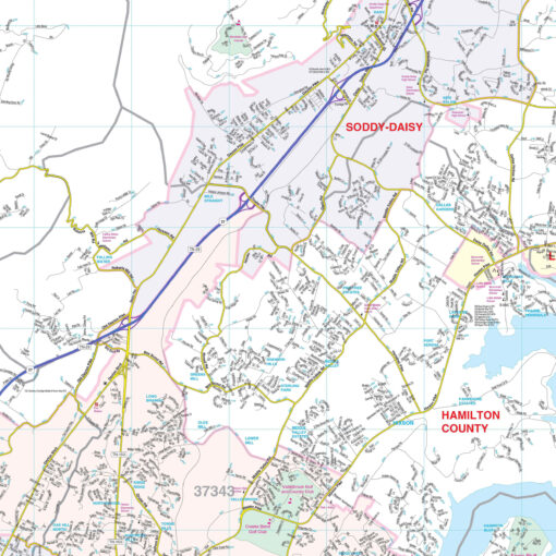 Chattanooga & Hamilton County, TN  Wall Map by Kappa - Image 2