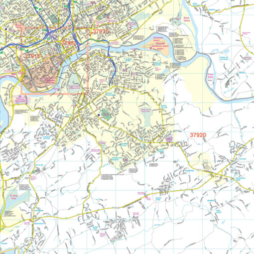 Knoxville, TN Wall Map by Kappa - Image 2
