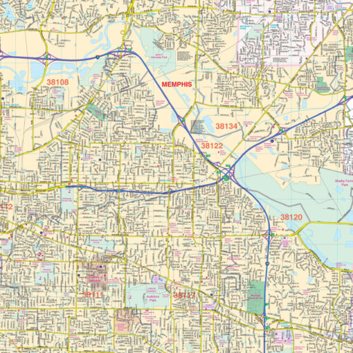 Memphis & Shelby County, TN Wall Map by Kappa - Image 2