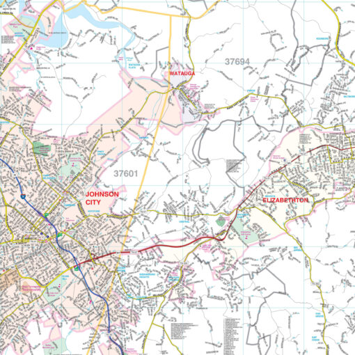 Tri-Cities, TN Wall Map by Kappa - Image 2