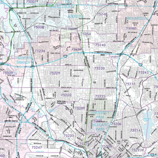 Dallas-Fort Worth, TX Major Thoroughfares Wall Map by Kappa - Image 2