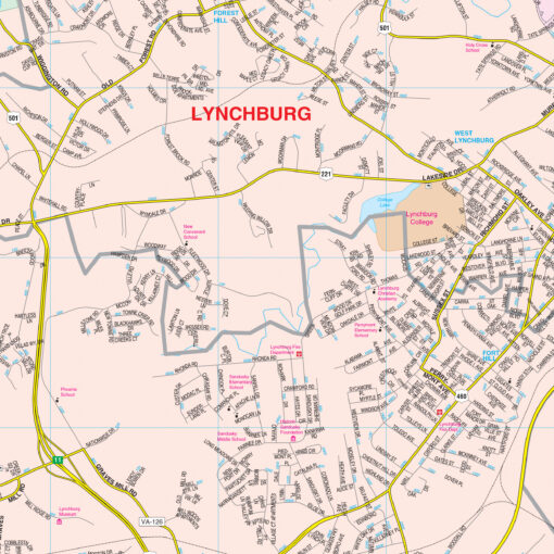 Lynchburg, VA Wall Map by Kappa - Image 2
