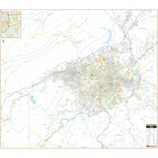 Roanoke & Salem, VA Wall Map by Kappa