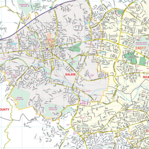 Roanoke & Salem, VA Wall Map by Kappa - Image 2