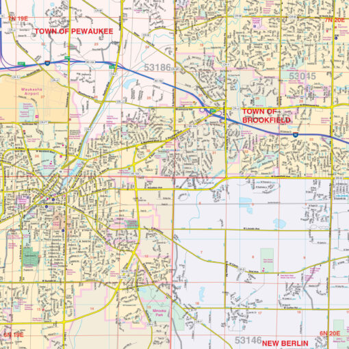 Milwaukee & Waukesha Counties, WI Wall Map by Kappa - Image 2