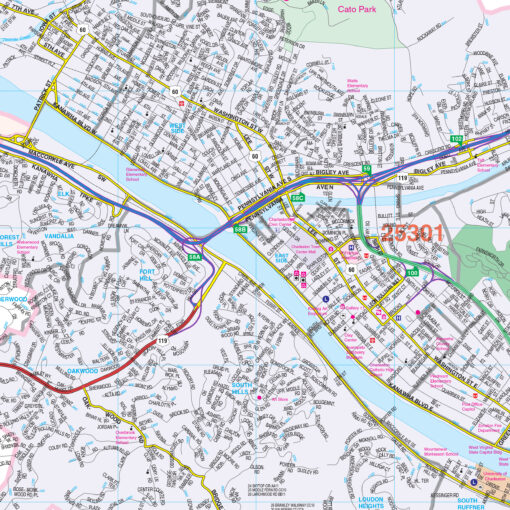 Charleston, WV Wall Map by Kappa - Image 2