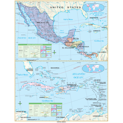 3-Map Western Hemisphere Essential Spring Roller Set w/Backboard by Kappa - Image 3