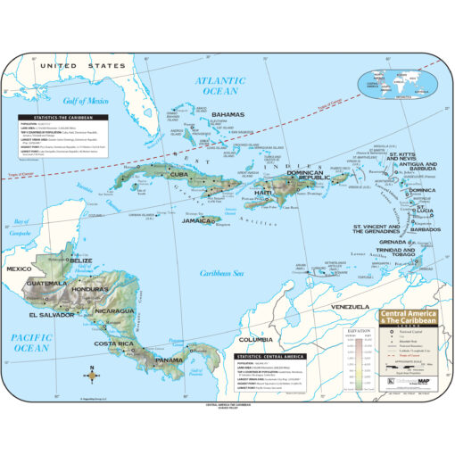 Central America Shaded Relief Wall Map by Kappa