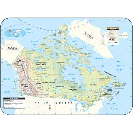Canada Shaded Relief Wall Map by Kappa