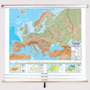 3-Map Eastern Hemisphere Advanced Physical Spring Roller Set w/Backboard by Kappa