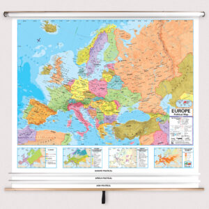 3-Map Eastern Hemisphere Advanced Political Spring Roller Set w/Backboard by Kappa