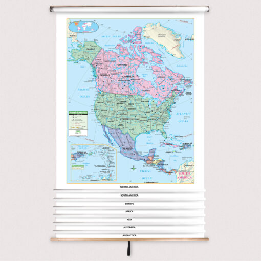 7-Map Primary Continent Spring Roller Set w/Backboard by Kappa