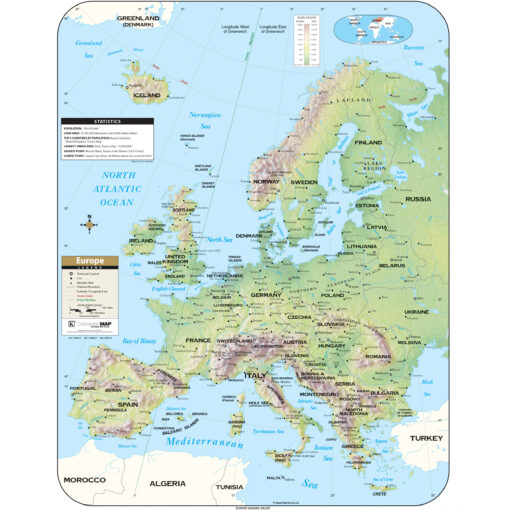 Europe Shaded Relief Wall Map by Kappa