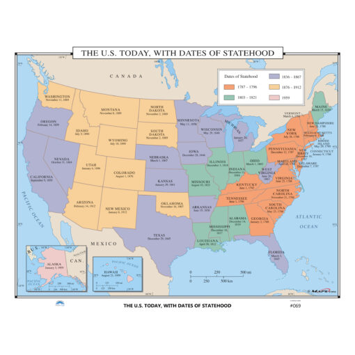 #069 The US Today, with Dates of Statehood