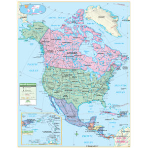 North America Primary Wall Map by Kappa