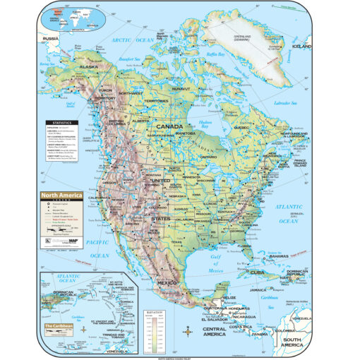 North America Shaded Relief Wall Map by Kappa