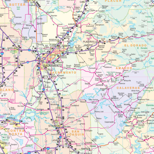 North Central California Regional Wall Map by Kappa - Image 2