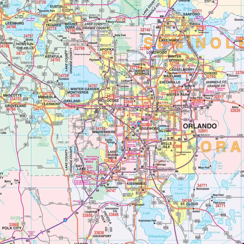 Central Florida Regional Wall Map by Kappa - The Map Shop