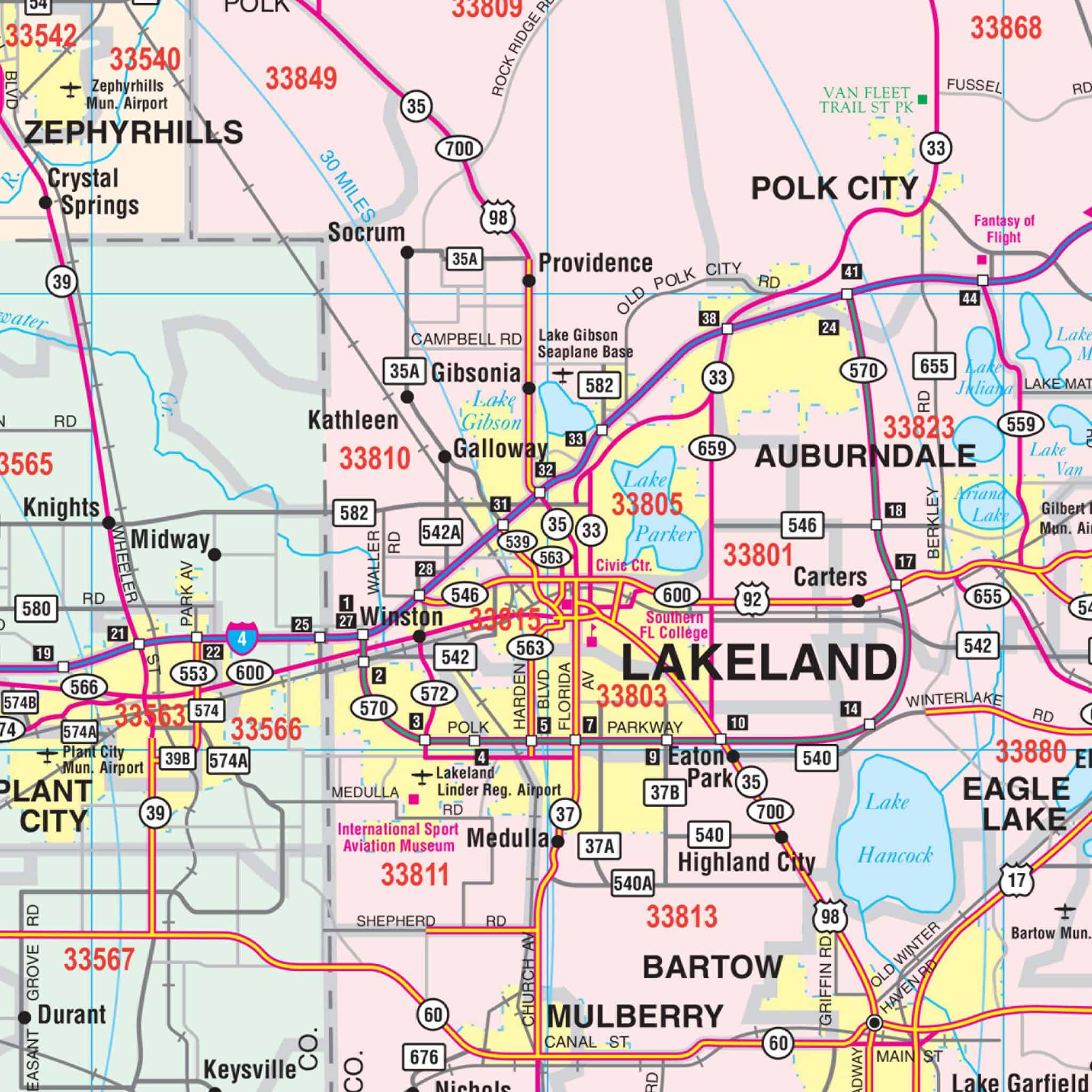 Southwest Florida Regional Wall Map by Kappa - The Map Shop
