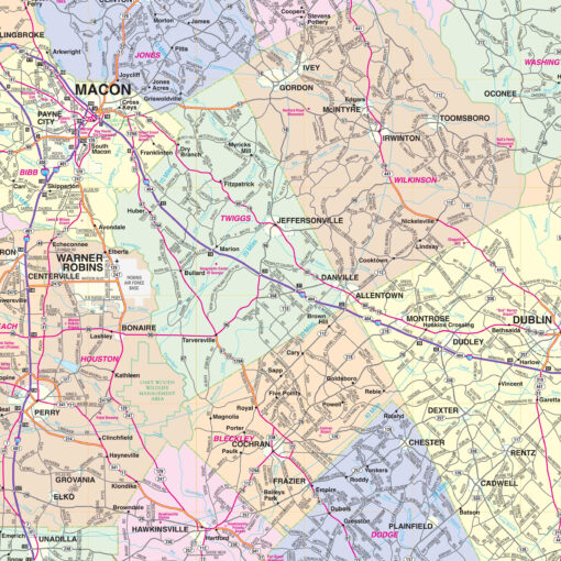 Central Georgia Regional Wall Map by Kappa - Image 2