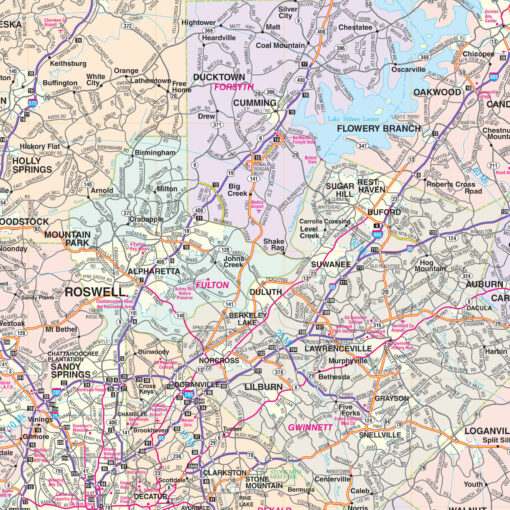 Northern Georgia Regional Wall Map by Kappa - Image 2