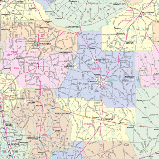 Southern Georgia Regional Wall Map by Kappa - Image 2