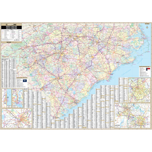 North & South Carolina Regional Wall Map by Kappa