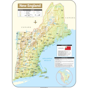 New England Shaded Relief Regional Wall Map by Kappa