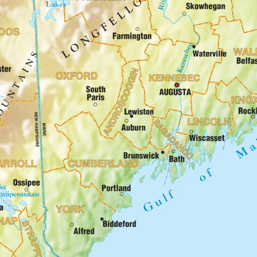 New England Shaded Relief Regional Wall Map by Kappa - Image 2
