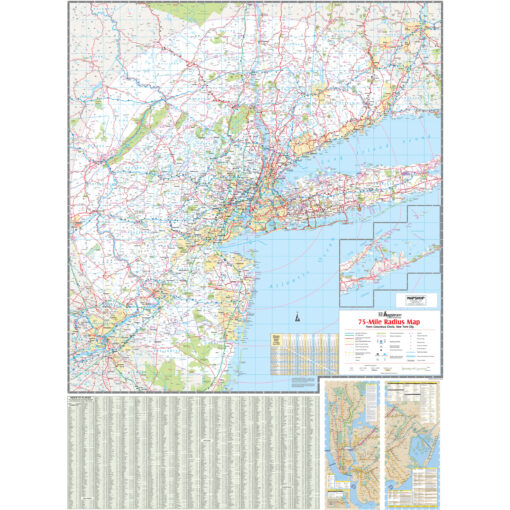 New York City 75-Mile Radius Tri-State Area Regional Wall Map by Kappa