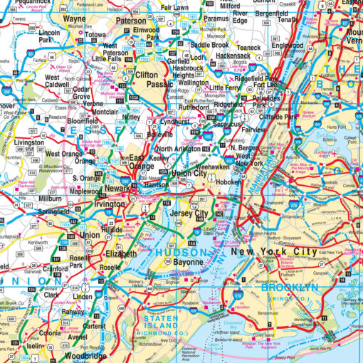 New York City 75-Mile Radius Tri-State Area Regional Wall Map by Kappa - Image 2