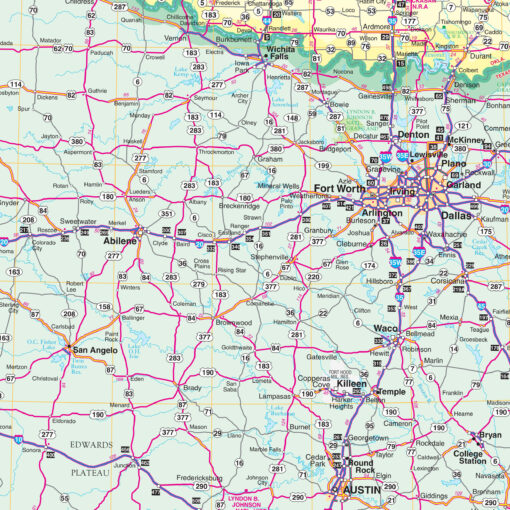 South Central United States Regional Wall Map by Kappa - Image 2