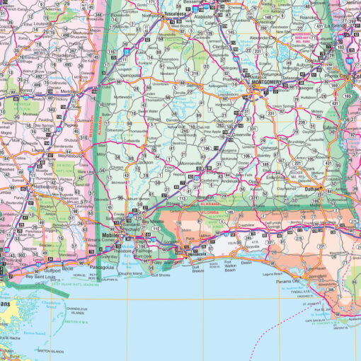 Southeast & Louisiana United States Regional Wall Map by Kappa - Image 2