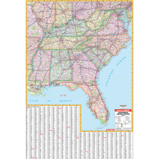 Southeast & Virginia United States Regional Wall Map by Kappa