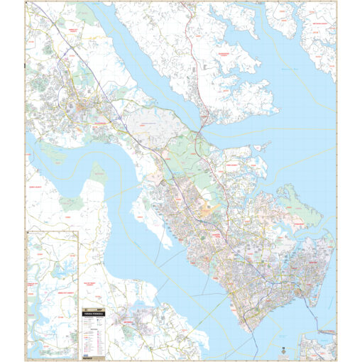 Virginia Peninsula Regional Wall Map by Kappa