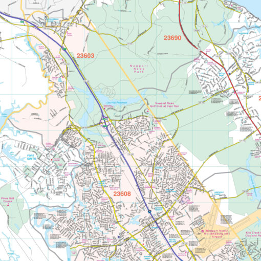 Virginia Peninsula Regional Wall Map by Kappa - Image 2