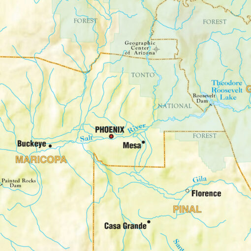 Arizona Shaded Relief State Wall Map by Kappa - Image 2
