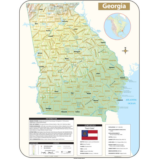 Georgia Shaded Relief State Wall Map by Kappa