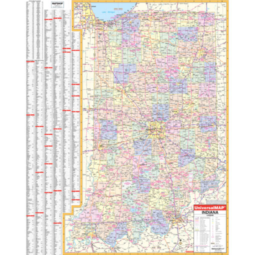 Indiana State Wall Map by Kappa
