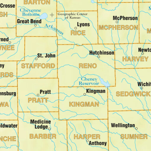 Kansas Shaded Relief State Wall Map by Kappa - Image 2