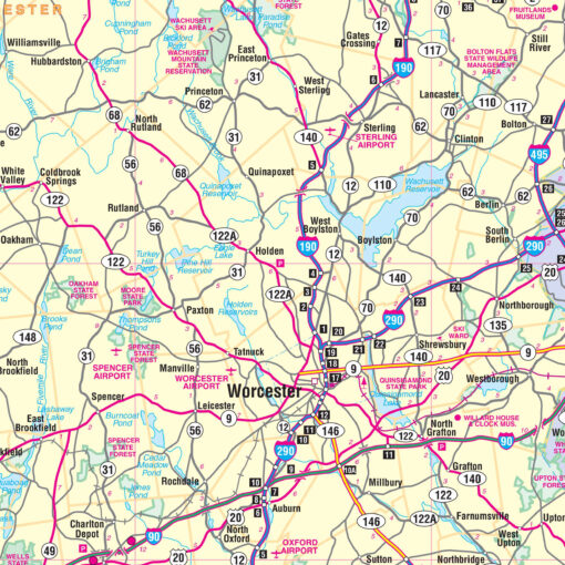 Massachusetts State Wall Map by Kappa - Image 2