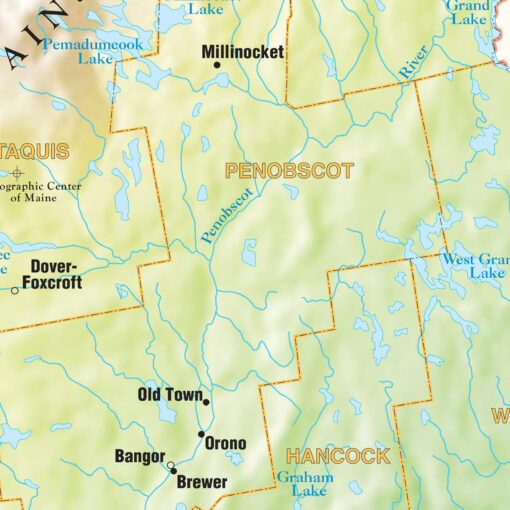 Maine Shaded Relief State Wall Map by Kappa - Image 2