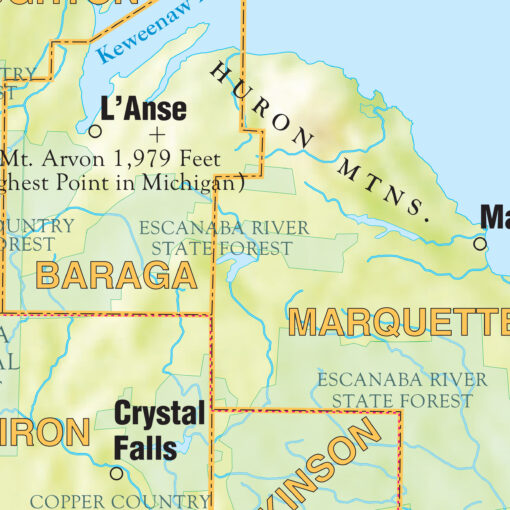 Michigan Shaded Relief State Wall Map by Kappa - Image 2