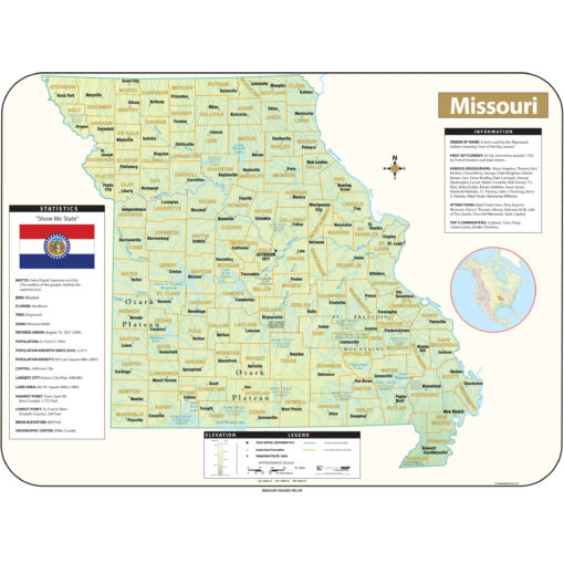Missouri Shaded Relief State Wall Map by Kappa