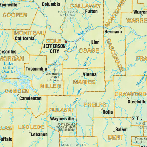 Missouri Shaded Relief State Wall Map by Kappa - Image 2