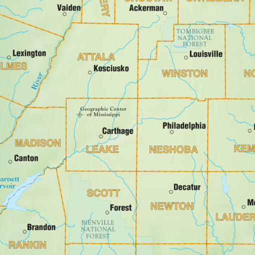 Mississippi Shaded Relief State Wall Map by Kappa - Image 2