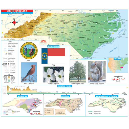North Carolina Primary Thematic State Wall Map by Kappa