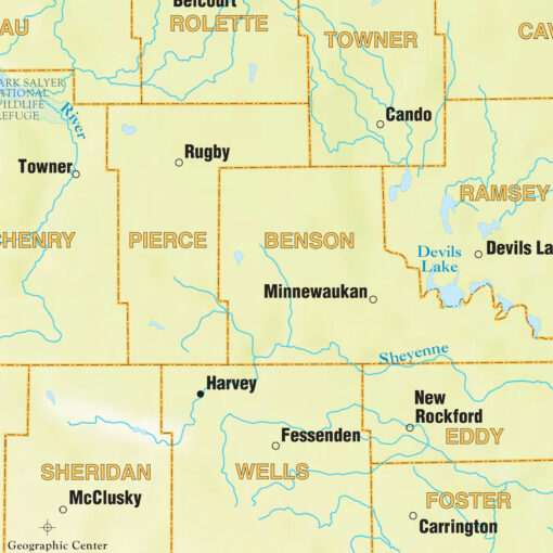 North Dakota Shaded Relief State Wall Map by Kappa - Image 2