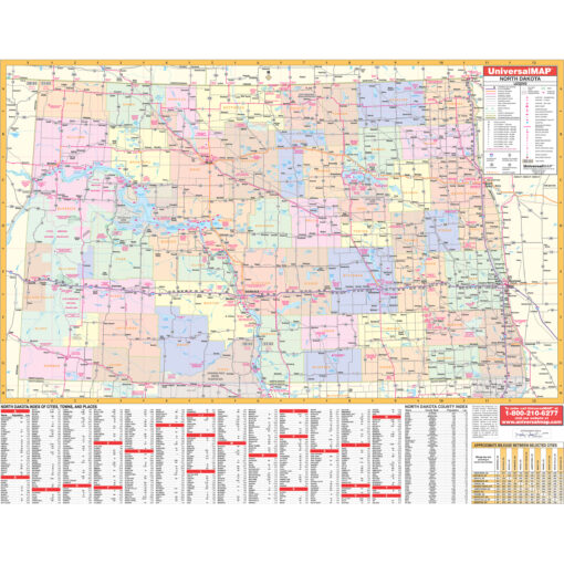 North Dakota State Wall Map by Kappa